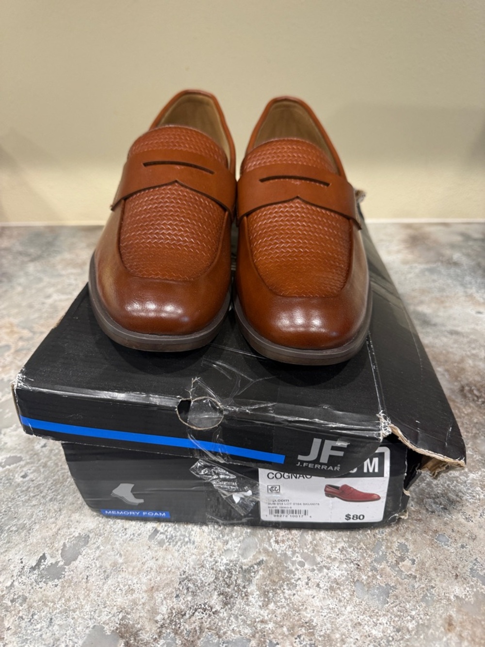 jf j.ferrar Men's Cognac Brown Slip-On Loafers